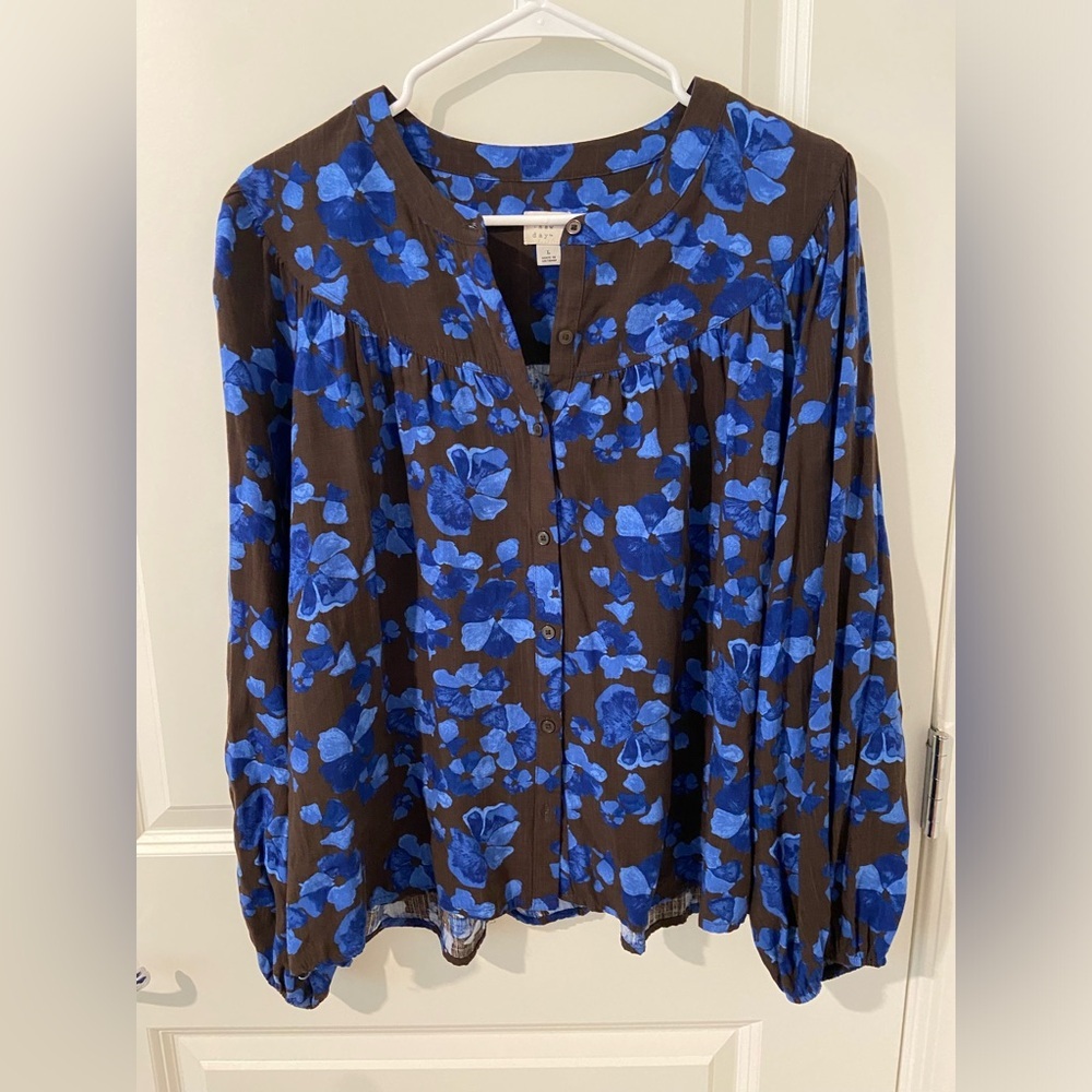 Brown and Blue Floral Button Down